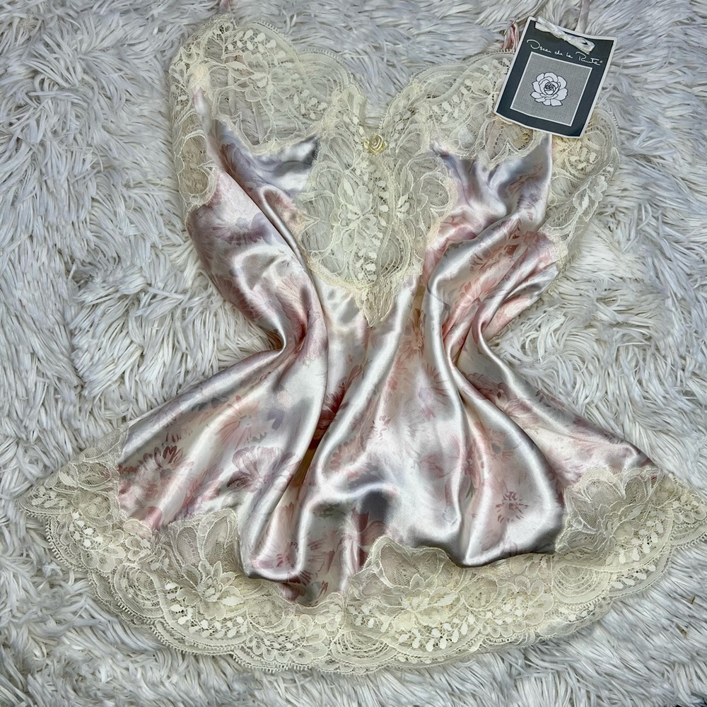 Oscar De La Renta Vintage Pastel Lingerie Sleepwear Camisole Pink Lacy Small NWT